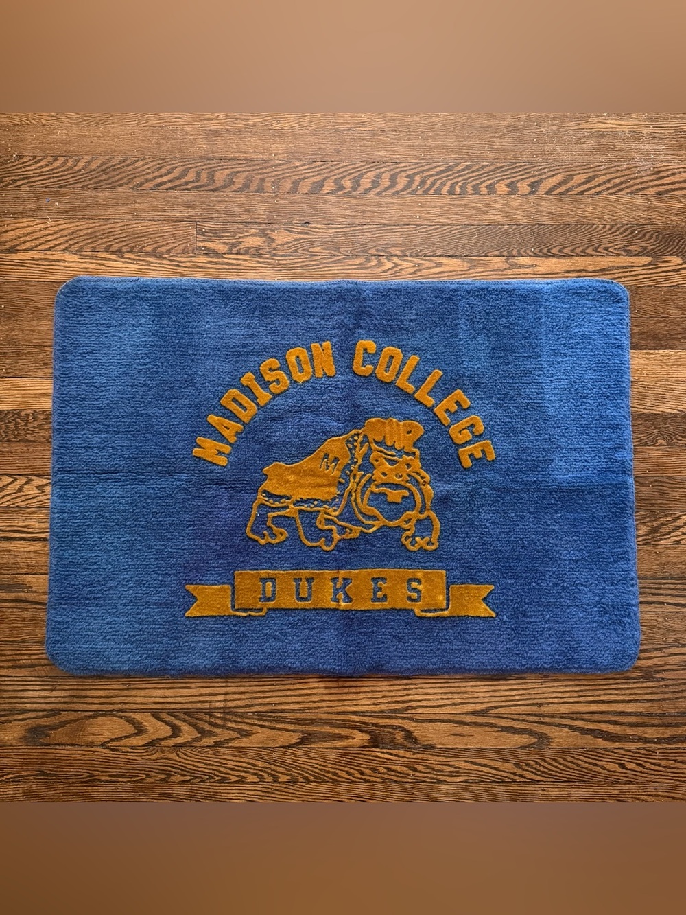 Vintage Madison College Dukes JMU Virginia Blue & Gold Rug